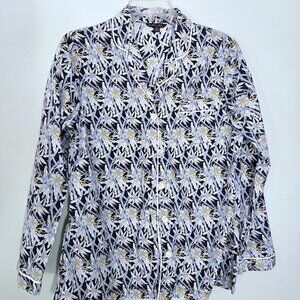 Brooks Brothers Blue & Yellow Cotton Pajama Top Blouse Size M